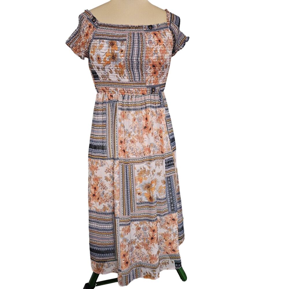 Xhilaration‎ Dress Womens Small Multicolor Maxi Boho Casual Off The Shoulder